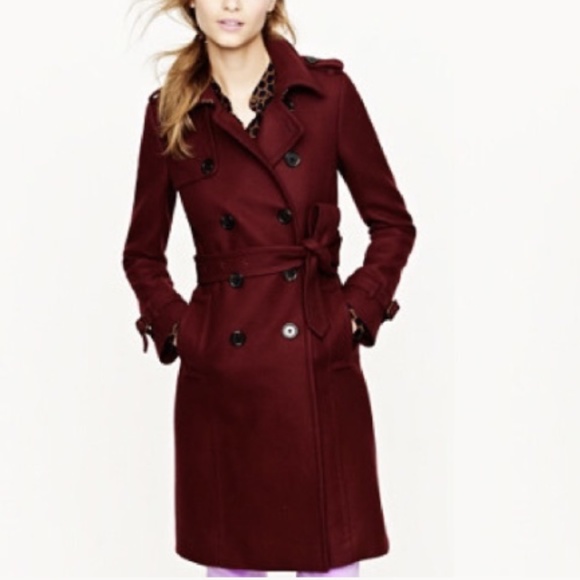 J. Crew Jackets & Blazers - NWOT J. Crew Burgundy Long Wool Peacoat